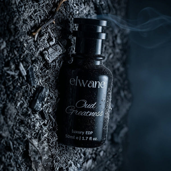 Elviant bottle on a dark, textured surface with smoke